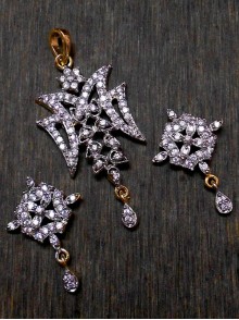 CZ Pendant With Earrings